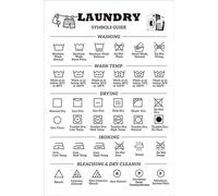 Laundry Symbols Sign & Stain Removal Guide Magnet Cheat Sheet for Room Wall Art Decor - Washing Drying Ironing & Bleaching Accessory Sign 8x12 Inch
