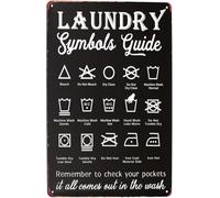 Laundry Symbols - Vintage Style Tin Sign, Reproduction Retro, Pub Bar Kitchen Garden Bathroom, Home, Plaque, Funny Decorative Wall Art, 3 Sizes (A3)