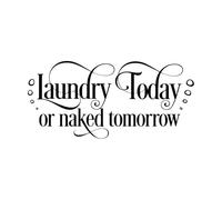 Laundry Today Or Naked Tomorrow Quote Wall Decal Laundry Texts with Bubbles Wall Vinyl Sticker Clothes Wash Shop Décor Small - 27x57cm