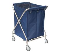 Laundry Trolley Cart, Foldable Commercial Laundry Basket with Removable Canvas Lining, 100Kg Capacity, Wheels for Home and Hotel Use