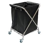 Laundry Trolley, Commercial Foldable Laundry Cart, Removable Canvas Lining Bag and Wheels, 100Kg/220LBS Weight Capacity, for Home Hotel,