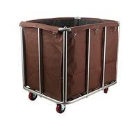 Laundry Trolley, Commercial Laundry Cart, Large Industrial Rolling Laundry Cart Hamper Heavy Duty Laundry Baskets With Stainless Steel Frame (Brown 90X65X81CM)