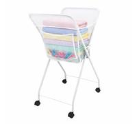 Laundry Trolley on Wheels, No Bend Laundry Basket, Foldable Washing Basket with Lockable Castors, Lightweight Rolling Laundry Hamper for Easy Transport Indoors & Outdoors