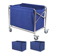 Laundry TrolleyFoldable Laundry Cart with Wheels, Rolling Laundry Basket Cart, 11.5 Bushel (400L) Commercial Home Stainless Steel Heavy Duty Laundry Hamper with 2PC Removable/Water