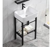 Laundry Utility Sink with Washboard Set, Ceramic Freestanding Sink with Bracket & Drain Kit for Laundry Room, Garage, Basement