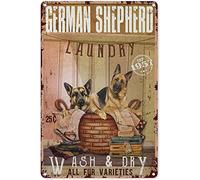 Laundry Wall Art Large German Shepherd Laundry Company Wash & Dry All Fur Varieties Tin Sign Mens Womens Decorative Aluminum Sign Wall Sign Bar Restaurant Cafe Bar Sign Decoration 8x6 Inches
