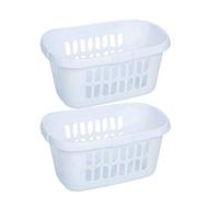 Laundry Wham Casa Hard wearing Vented Deluxe Durable Oval Hipster 60L Baskets (2 Baskets, Ice White)