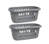 Laundry Wham Casa Hard wearing Vented Deluxe Durable Oval Hipster 60L Baskets (2 Baskets, Silver)