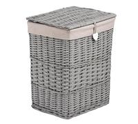 Laundry Wicker Basket With Liner With Lid Bathroom Storage Iron Blanket Basket (Grey, Small)
