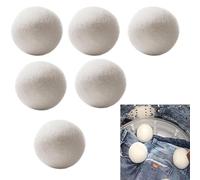Laundry Wool Balls - Set of 6 Premium Wool, Reusable Dryer Accessories, Anti-Static, wrnkle Reducer, Energy Saving Fabric Softening | Efficient Clothes Drying Softening For Household Laundry Routine