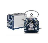 Laura Ashley 1.7L Dome Kettle and 2 Slice Toaster Elveden Navy