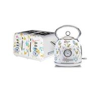 Laura Ashley 1.7L Dome Kettle and 4 Slice Toaster Elveden White
