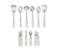 Laura Ashley 10-Piece Kitchen Utensils Set - Soft Grip Ceramic Handle Kitchen Tools & Gadgets Include Turners, Spoons, Ladle, Spaghetti Server, Can Opener, Garlic Press, Peeler & Ice Cream Scoop