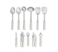 Laura Ashley 11-Piece Kitchen Utensils Set - Soft Grip Handle Kitchen Tools & Gadgets Include Turners, Spoons, Ladle, Spaghetti Server, Can Opener, Garlic Press, Peeler, Bottle Opener, Ice Cream Scoop