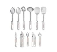 Laura Ashley 11-Piece Kitchen Utensils Set - Soft Grip Handle Kitchen Tools & Gadgets Include Turners, Spoons, Ladle, Spaghetti Server, Can Opener, Garlic Press, Peeler, Bottle Opener, Ice Cream Scoop