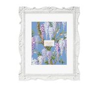 Laura Ashley 11x14 White Ornate Textured Hand-Crafted Resin Picture Frame, Wall Mount, Decorative Floral Design Home D cor, Photo Gallery, Art, More (White, 11x14 (Matted 8x10))