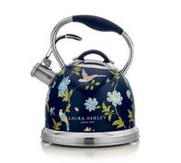 Laura Ashley 2.5L Stove Top Kettle, Stainless Steel Whistling Kettle In Elveden Navy, Compatible With Induction & All Hobs
