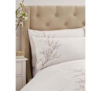Laura Ashley 2 Pack Pure Cotton Pussy Willow Embroidered Pillowcases White Mix
