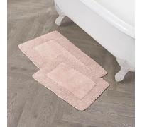 Laura Ashley 2 Piece Ruffle Cotton Bath Rug Set, Blush, 1'5" x 2'8" (Rectangular)