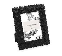 Laura Ashley 2x3 Black Flower Textured Hand-Crafted Resin Picture Frame w/Easel & Hook for Tabletop & Wall Display, Decorative Floral Design Home Décor, Photo Gallery, Art (2x3, Black)