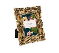 Laura Ashley 2x3 Gold Ornate Textured Hand-Crafted Resin Picture Frame with Easel, for Tabletop & Wall Display, Decorative Floral Design Home Décor, Photo Gallery, Art & More (2x3, Gold)