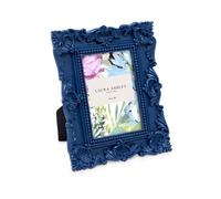 Laura Ashley 2x3 Navy Ornate Textured Hand-Crafted Resin Picture Frame with Easel, for Tabletop & Wall Display, Decorative Floral Design Home Décor, Photo Gallery, Art & More (2x3, Navy)
