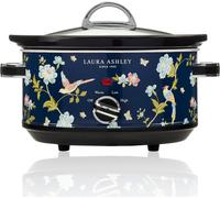 Laura Ashley Slow Cookers 3.5 Litres. Large Capacity Slow Cooker for 4 to 5 People. Energy Efficient Slow-Cooker with 3 Heat Settings. Detachable Ceramic Pot with Tempered Glass Lid - Elveden Navy