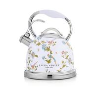Laura Ashley 3L Stove Top Kettle, Stainless Steel Whistling Kettle In Elveden White, Compatible With Induction & All Hobs