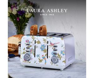 Laura Ashley 4 Slice Toaster Wide Slots with 7 Browning Controls Stainless Steel