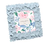 Laura Ashley 4x4 Flower Textured Hand-Crafted Resin Picture Frame with Easel & Hook for Tabletop & Wall Display, Decorative Floral Design Home Décor, Photo Gallery, Art, More (4x4, Powder Blue)