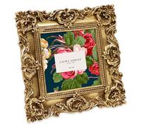Laura Ashley 4x4 Gold Ornate Textured Hand-Crafted Resin Picture Frame with Easel & Hook for Tabletop & Wall Display, Decorative Floral Design Home Decor, Photo Gallery, Art, More (4x4, Gold)