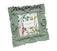 Laura Ashley 4x4 Matt Rosemary Ornate Textured Hand-Crafted Resin Picture Frame with Easel, for Tabletop & Wall Display, Decorative Floral Design Home Décor, Photo Gallery, Art (4x4, Matt Rosemary)