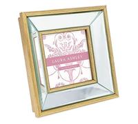 Laura Ashley 4x4 Silver Beveled Mirror Picture Frame, Classic Mirrored Frame with Deep Slanted Angle, Wall-Mountable, Made for Tabletop Display, Photo Gallery and Wall Art, (4x4, Silver)