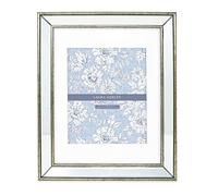 Laura Ashley 4x4 Silver Beveled Mirror Picture Frame, Classic Mirrored Frame with Deep Slanted Angle, Wall-Mountable, Made for Tabletop Display, Photo Gallery and Wall Art, (4x4, Silver)