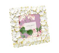 Laura Ashley 4x4 White & Gold Flower Textured Hand-Crafted Resin Picture Frame w/Easel & Hook for Tabletop & Wall Display, Decorative Floral Design Home Décor, Photo Gallery, Art (4x4, White/Gold)