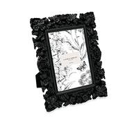 Laura Ashley 4x6 Black Floral Textured Hand-Crafted Resin Picture Frame with Easel, for Tabletop & Wall Display, Decorative Floral Design Home D cor, Photo Gallery, Art & More (4x6, Black)