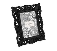 Laura Ashley 4x6 Black Vintage Inspired Resin Scroll Design Picture Frame with Thin Border, Horizontal & Vertical for Tabletop and Wall Display, Home D cor (4x6, Black)