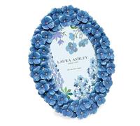 Laura Ashley 4x6 Blue Hydrangea Flower Textured Hand-Crafted Resin Oval Picture Frame with Easel & Hook, Tabletop & Wall Display, Decorative Floral Design Home Décor, Art, Photo Gallery (4x6, Blue)