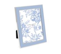 Laura Ashley 4x6 Cashmere Blue Enamel Picture Frame, Silver Metal Edge with Easel, for Countertop, Tabletop Display, Bookshelf, Desk, Wall Décor, Photo Gallery (4x6, Cashmere Blue W/Silver)