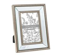 Laura Ashley 4x6 Champagne Mirror Bead Picture Frame, Classic Mirrored Frame with Beaded Border, Wall-Mountable, Made for Tabletop Display, Photo Gallery and Wall Art, (4x6, Champagne)