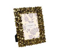 Laura Ashley 4x6 Gold Flower Textured Hand-Crafted Resin Picture Frame w/Easel & Hook for Tabletop & Wall Display, Decorative Floral Design Home Décor, Photo Gallery, Art (4x6, Gold)