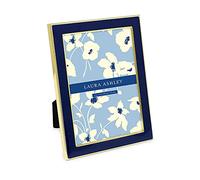 Laura Ashley 4x6 Navy Enamel Picture Frame, Gold Metal Edge with Easel, for Countertop, Counterspace, Tabletop Display, Bookshelf, Desk, Wall Décor, Photo Gallery (4x6, Navy W/Gold)