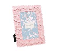 Laura Ashley 4x6 Pink Flower Textured Hand-Crafted Resin Picture Frame with Easel & Hook for Tabletop & Wall Display, Decorative Floral Design Home Décor, Photo Gallery, Art, More (4x6, Pink)