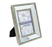 Laura Ashley 4x6 Silver Beveled Mirror Picture Frame, Classic Mirrored Frame with Deep Slanted Angle, Wall-Mountable, Made for Tabletop Display, Photo Gallery and Wall Art, (4x6, Silver)