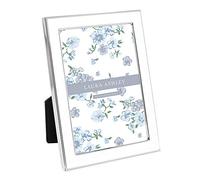 Laura Ashley 4x6 White Enamel Picture Frame, Silver Metal Edge with Easel, for Countertop, Counterspace, Tabletop Display, Bookshelf, Desk, Wall Décor, Photo Gallery
