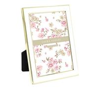 Laura Ashley 4x6 White Enamel, Silver Metal Edge Picture Frame with Easel, Made for Tabletop Display, Desk, Wall Décor, Gallery Art and More (4x6, White w/Silver)