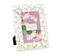 Laura Ashley 4x6 White & Gold Flower Textured Hand-Crafted Resin Picture Frame w/Easel & Hook for Tabletop & Wall Display, Decorative Floral Design Home Décor, Photo Gallery, Art (4x6, White/Gold)