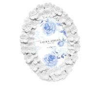 Laura Ashley 4x6 White Hydrangea Flower Textured Hand-Crafted Resin Oval Picture Frame with Easel & Hook, Tabletop & Wall Display, Decorative Floral Design Home Décor, Art, Photo Gallery (4x6, White)