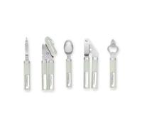 Laura Ashley 5-Pcs Kitchen Tools & Gadgets - Soft Grip, Heat Resistant, Dishwasher Safe - Stainless Steel Kitchen Utensils set Includes Garlic Press, Peeler, Can Opener, Bottle Opener, Ice Cream Scoop