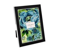 Laura Ashley 5x7 Black Enamel Picture Frame, Silver Metal Edge with Easel, for Countertop, Counterspace, Tabletop Display, Bookshelf, Desk, Wall D cor, Photo Gallery (5x7, Black W/Silver)